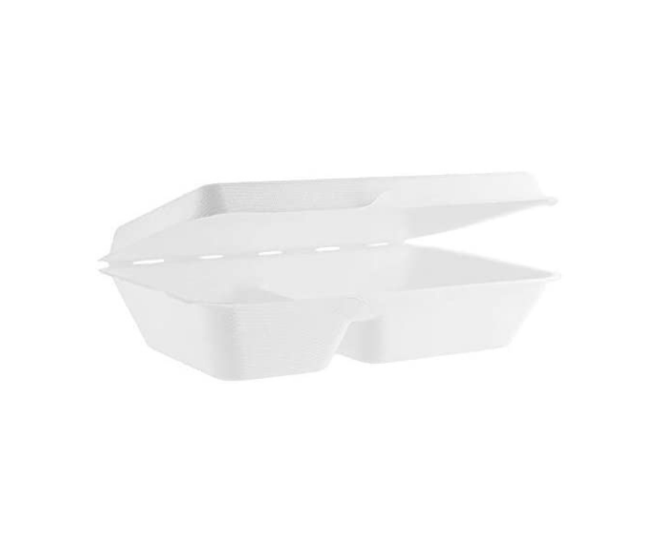 9 x 6″ Bagasse 2 Compartment Lunch Box
