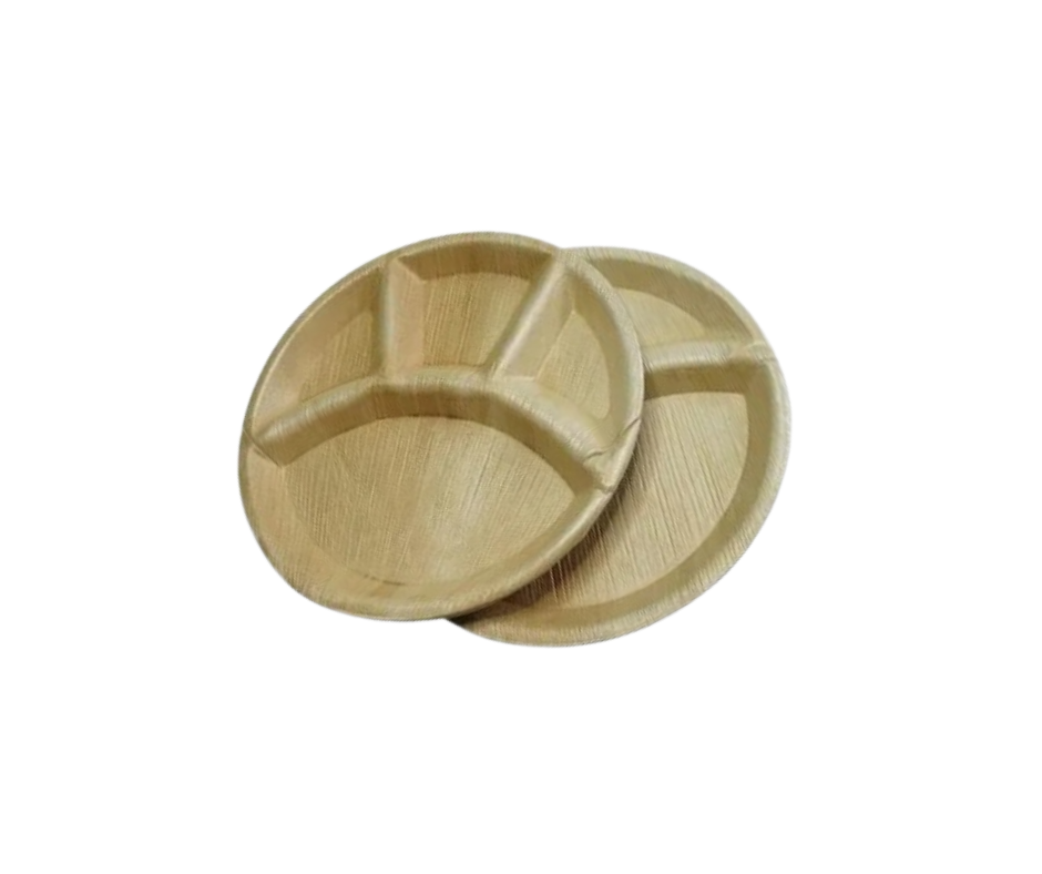 12″ 4 compartment palm leaf plates for catering UK