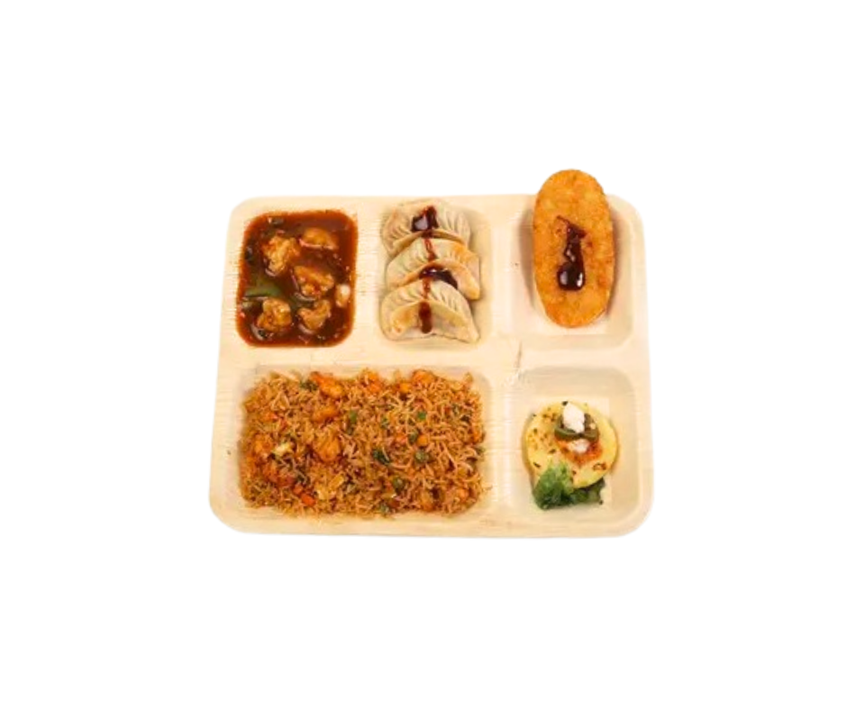 5-Compartment Palm Leaf Plates – Eco-Friendly, Biodegradable, Disposable Party Plates