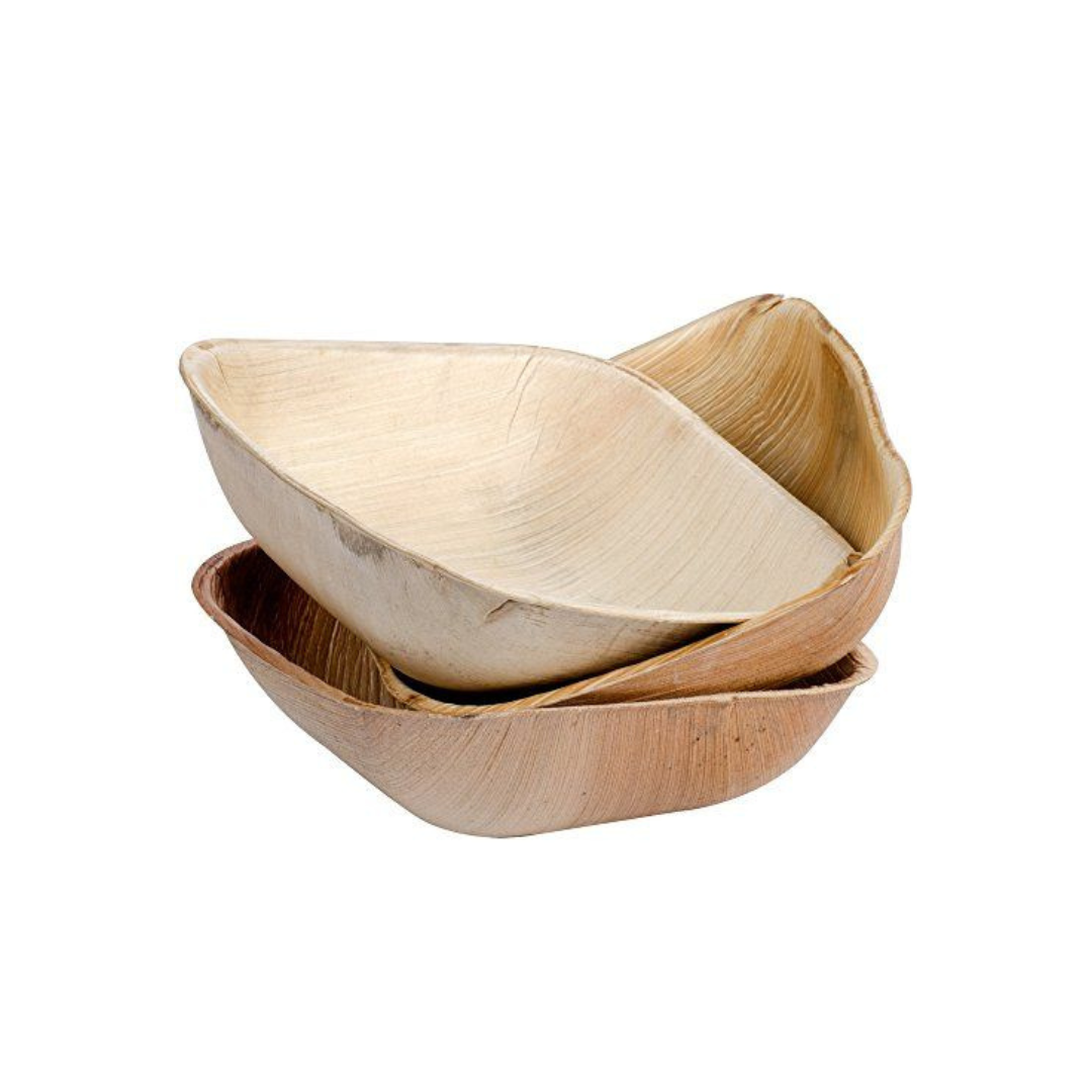 Eco Friendly Palm Leaf 4″ Square Bowls