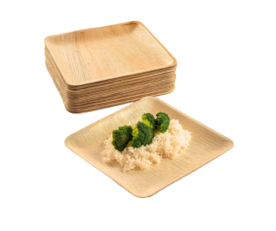10″ compostable palm leaf square plates for weddings UK