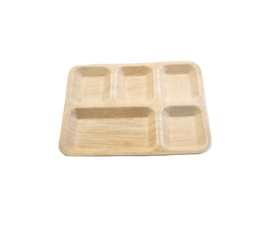 5-Compartment Palm Leaf Plates – Eco-Friendly, Biodegradable, Disposable Party Plates