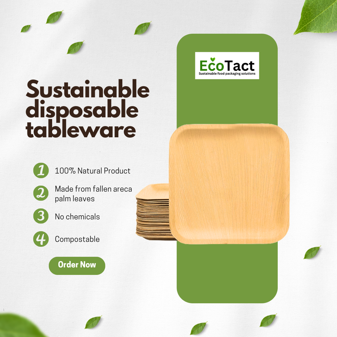 Eco-Friendly 10″ (25 cm) Compostable Palm Leaf Square Plates