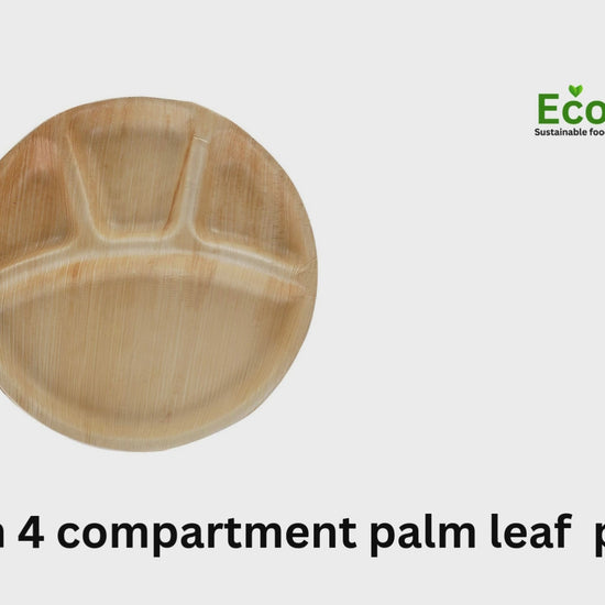12″ 4 compartment palm leaf plates for catering UK